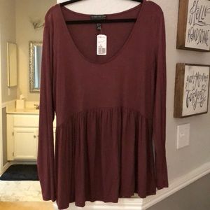 Burgundy Babydoll Top